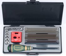 Отвёртка трещеточная 1/4"DR с набором вставок и торцевых головок 26пр.
