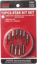 Набор бит 1/4" TORX Т7-Т40 в кейсе 10 предметов JTC