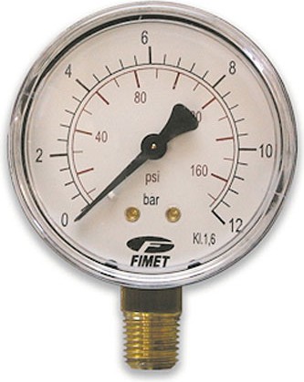 Манометр М1/4"R диам 63 мм 12 бар, деление 0,5 бара, радиальный