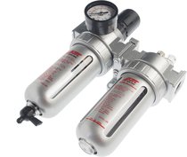 Блок подготовки воздуха (лубрикатор,осушитель) 1/2” пластик. переключ. 215PSI 3000л/мин. 125мл JTC